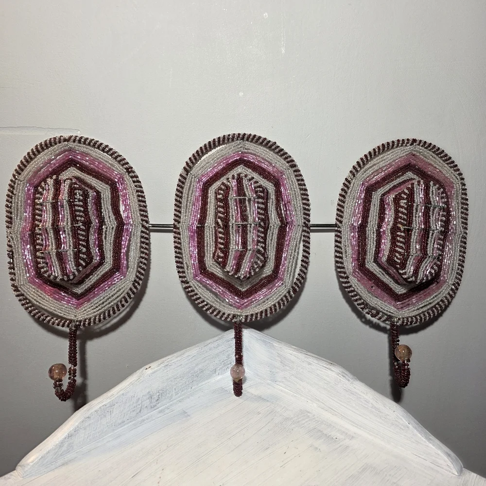 Rare Beaded Cowgirl Hat Western Artisan Wall Hooks